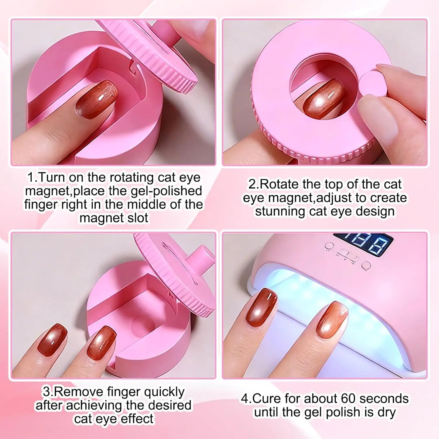 Rotating Cat Eye Nail Magnet Wide Light Glass Bead Effect Multifunctional Strong Automatic Nail Art Magnetic for Gel Nail Polish