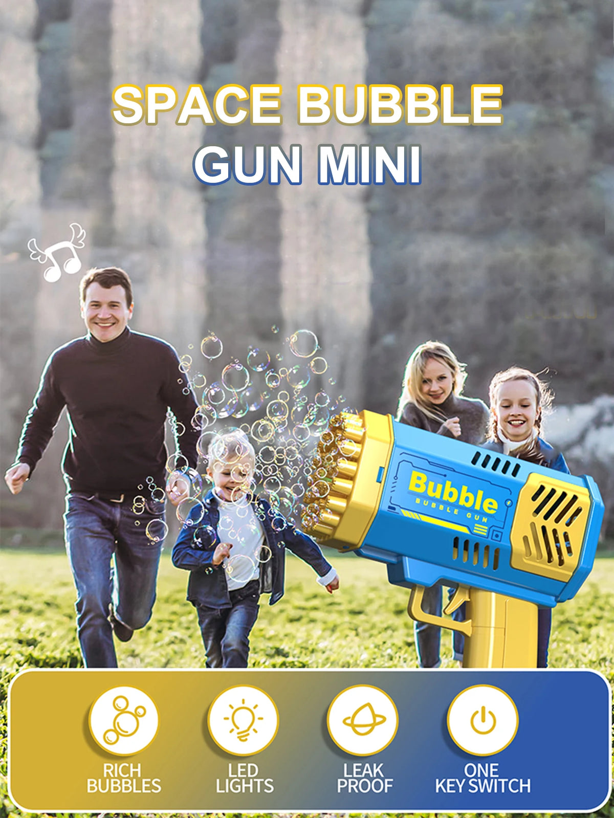 40 hole handheld massive foaming space light bubble machine electric children's toys without battery without bubble water