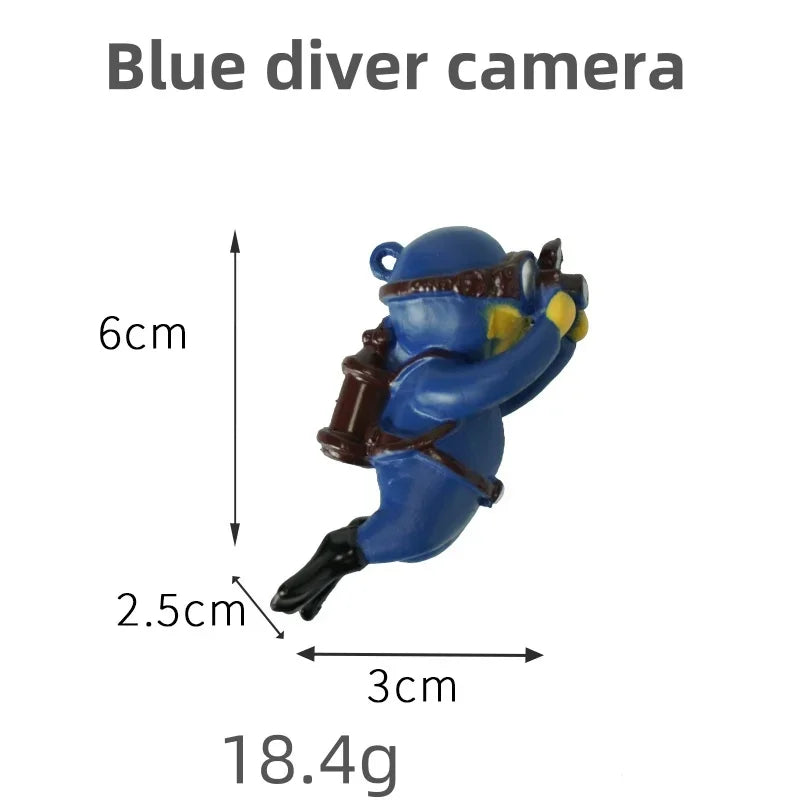 Fish Tank Scenery Ornaments Diver Decor Blue Fatty Diver Ornamental Fish Tank PVC Solid Floating Doll Aquarium Hanger Safe
