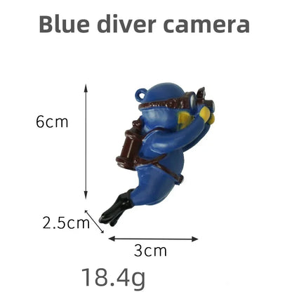 Fish Tank Scenery Ornaments Diver Decor Blue Fatty Diver Ornamental Fish Tank PVC Solid Floating Doll Aquarium Hanger Safe
