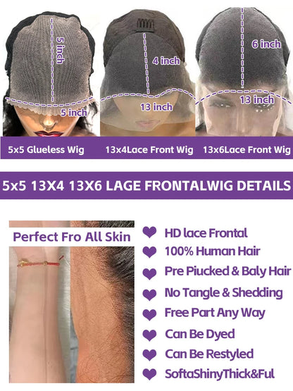 40 42 Inch 250% Wear And Go Glueless Wigs Body Wave Human Hair Wigs 13x4 13X6 Wet and Wavy HD Lace Frontal Wigs For Women