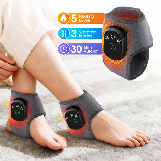 Cordless Heating Ankle Wrist Brace Vibration Massager Electric Hot Compress Massage Ankle Guard Wristband Hand Foot Protector