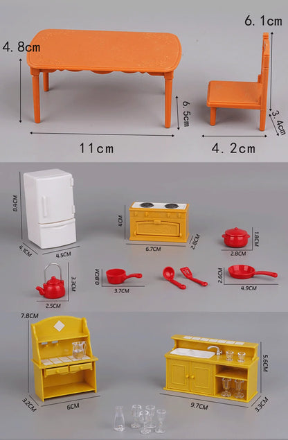 Miniature Furniture 1:12 Dollhouse Kitchen Livingroom Bedroom Set DIY Scene Doll Play Decoration Girl Toy House Gift