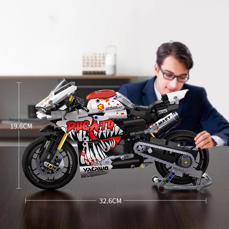 Technical V4 Motorcycle Building Blocks Set Famous Super Motorbike Model Kit Racing Bricks Teens Assembled Toys Gifts For Boys