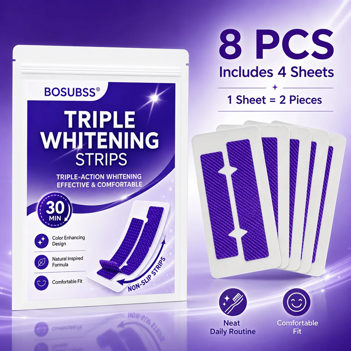 16/8/4pcsWhitening Strips for Teeth, At-Home Smile Care Strips, Easy-Use Oral Beauty Strips for Daily Routine, Bright Smile Appe