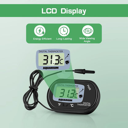 Digital Aquarium Thermometer With Suction Cup Accessories for 200 Liter Fish Tanks Pool Glass Heat Meter the 10-liter Terrarium