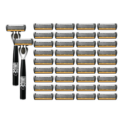 Men's Manual Safety Razor Set, featuring 6-layer stainless steel blades and an aloe vera lubricating strip | perfect as a gift.