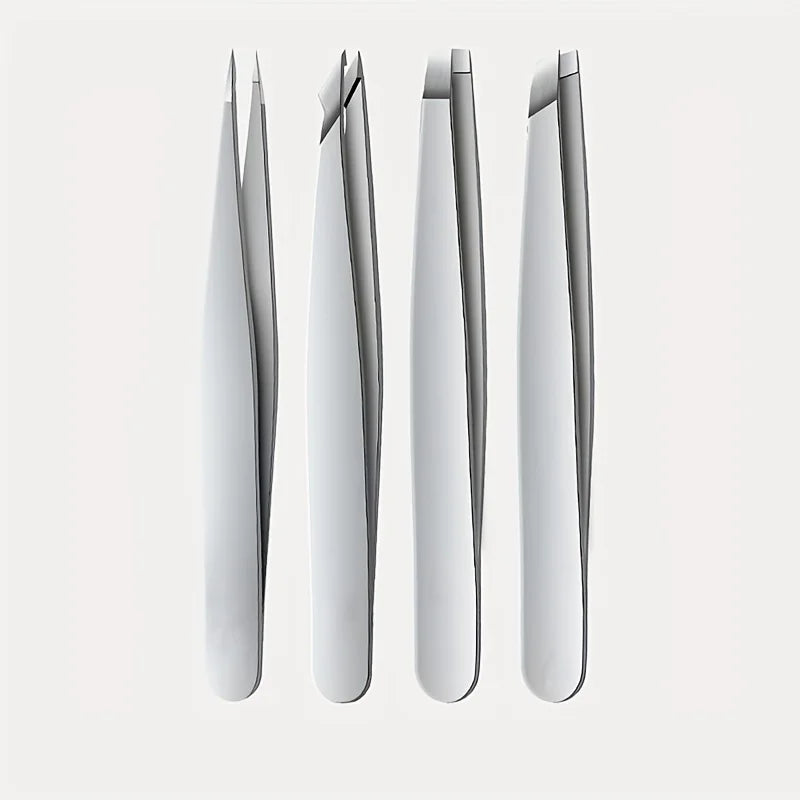 4Pcs Professional Stainless Steel Precision Tweezers - Expertly Crafted for Flawless Eyebrow Shaping, Facial Hair Removalv women