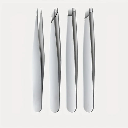4Pcs Professional Stainless Steel Precision Tweezers - Expertly Crafted for Flawless Eyebrow Shaping, Facial Hair Removalv women