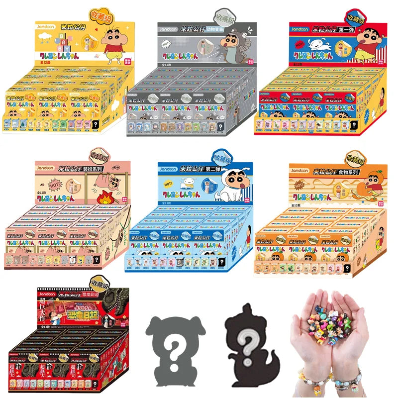 Crayon Shin-Chan Anime Figures Creative Peripheral Dinosaur Diary Baby Rice Grains Doll Model Blind Boxs Toys Children's Gifts