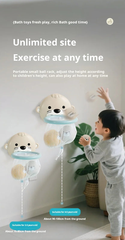 Baby Bath Toys Floating Animal Otter Hippo Seal Kid Bathroom Shower Basketball Hoop Game Children Swimming Pool Water Play Gift