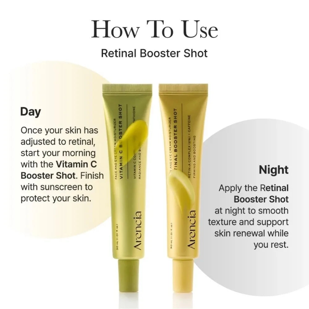Korean Skin Care Brand Arencia Booster Shot Serum Vitamin C Brighten Skin Tone Essence Retinal Caffeine Smooth Fine Lines Serum