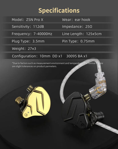 KZ ZSN PRO X Metal In Ear Earphone 1BA 1DD Hybrid Drive HIFI Sport Noise Cancelling Earbud Headset KZ ZSNPROX ZES ZEXPRO DQ6S