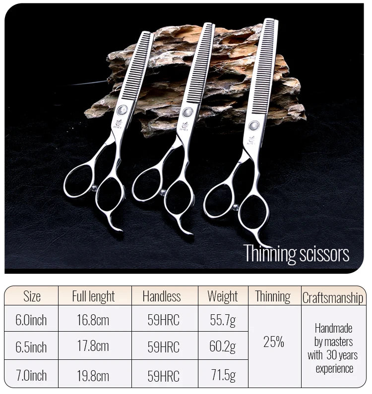 Fenice 6//6.5/7/7.5 Inch Professional Pet Dogs Grooming Scissors Set Straight&Curved &Thinner&Chunker Shear Scissors