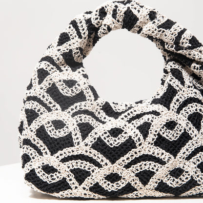 Pattern Hollow Woven Handbag，Bohemia Beach Bags for Women，Crochet Set，Beach Accessories Women，Travel Must Haves（Random Pattern）