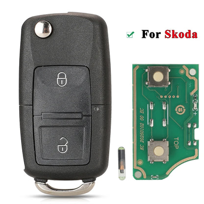 jingyuqin 2BTN Flip Remote Car Key Fob For VW Bora Golf Polo Passat Touran Seat Skoda 434MHz ID48 Chip 1J0959753AG/ 1J0959753CT