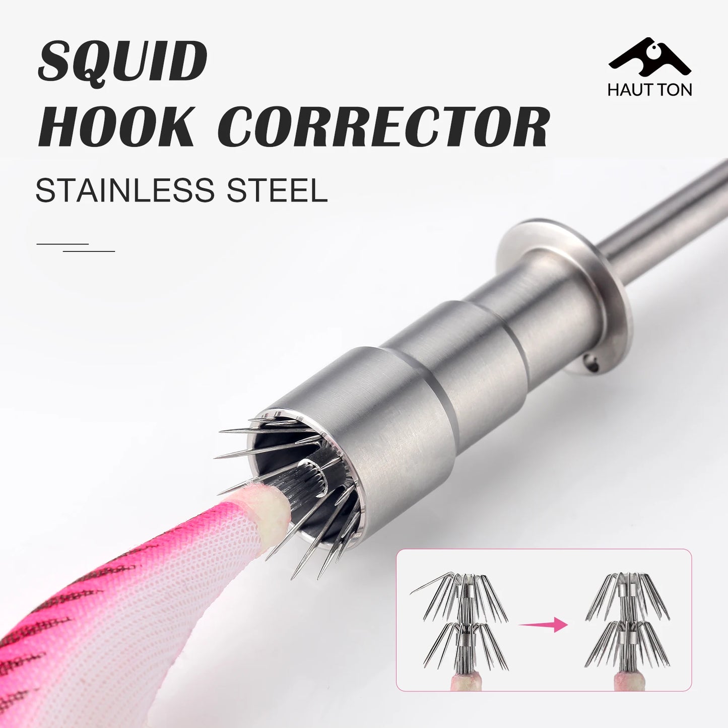 HAUT TON 1pc Stainless Steel Squid Hook Corrector Can Restore Deformed FishingHook Portable&Lightweight Fishing Tackle Accessory