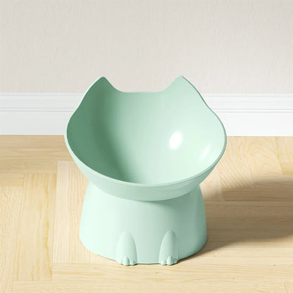 1pcs WhiskerWare Elevated Cat Bowl, Anti-Tip Plastic Raised Pet Feeding Dish with Tilted Edge, Neck Protection Kitty Food