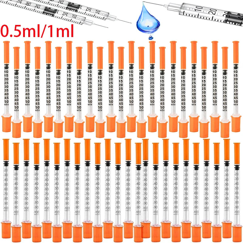 45pcs/20pcs/3pcs 0.5/1ml Disposable Veterinary Syringes with Needles for Pets and Farm Animals