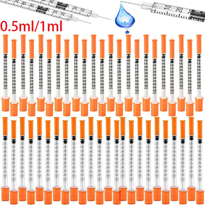 45pcs/20pcs/3pcs 0.5/1ml Disposable Veterinary Syringes with Needles for Pets and Farm Animals