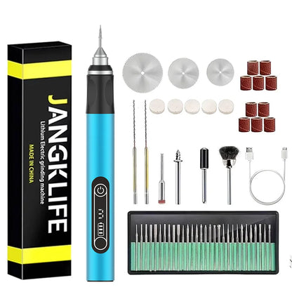 JANGKLIFE USB Cordless Rotary Tool Kit Woodworking Engraving Pen DIY For Jewelry Metal Glass Mini Wireless Drill