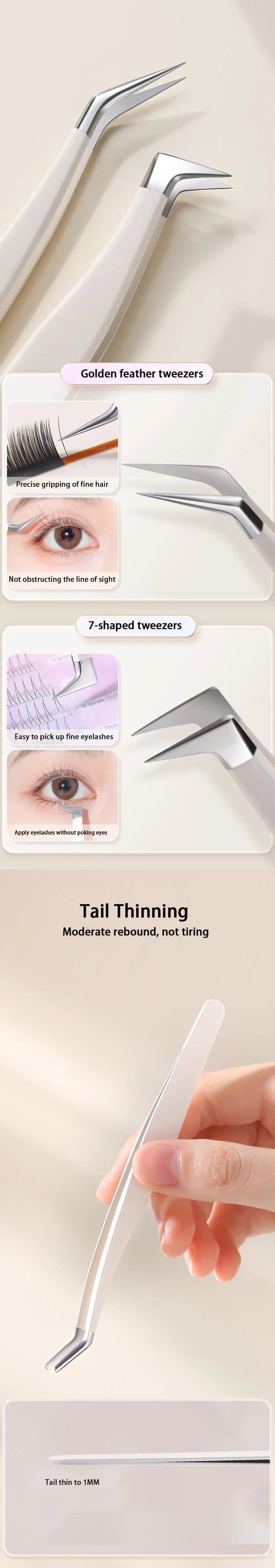 Multifunctional Tweezers Stainless Steel Eyelash Tweezers Grafting False Eyelash Patches False Eyelash Aids Portable Tweezers Be