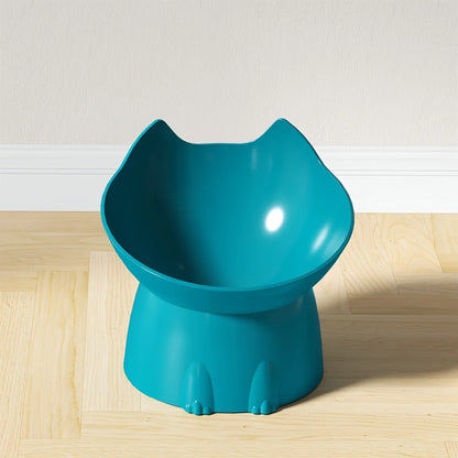 1pcs WhiskerWare Elevated Cat Bowl, Anti-Tip Plastic Raised Pet Feeding Dish with Tilted Edge, Neck Protection Kitty Food