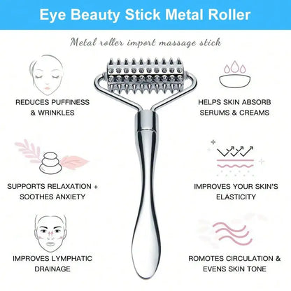 Stainless Steel Facial Massage Roller Deep Tissue Massage Tool for Face, Acupressure Massager Body for Hand, Foot, Neck SPA Care