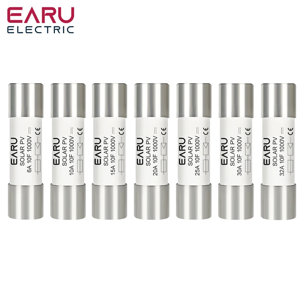 EARU 1/5/10/20/30PCS Solar DC1000V PV Fuse 6A 10A 15A 20A 25A 30A 32A High Voltage for Solar System Short Circuit Protection GPV