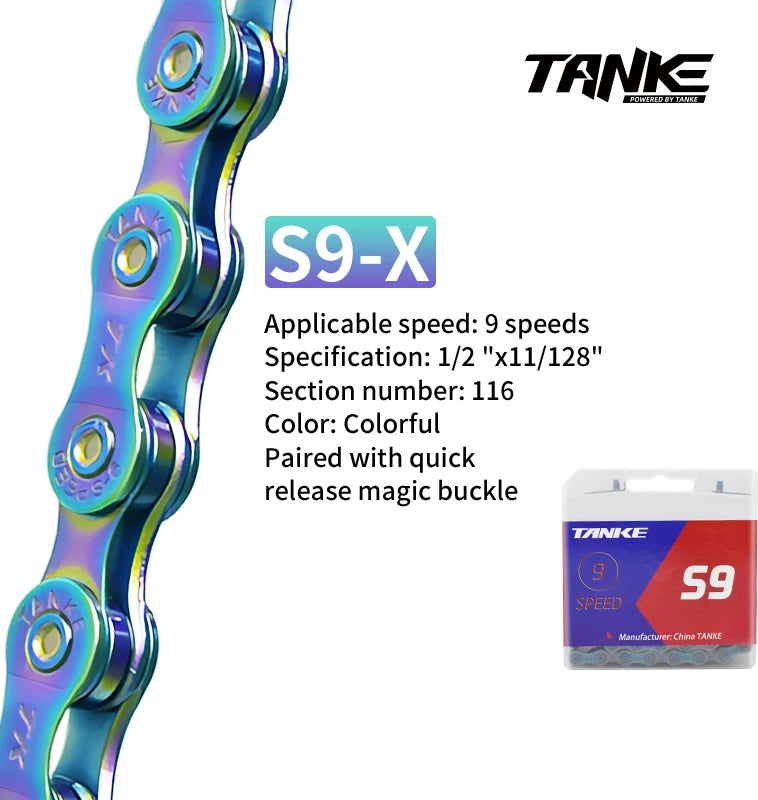 TANKE Bike Chain S8 S9 S10 S11 S12 MTB Road Bicycle Chains,Variable Speed Chain 116/126L High Quality Current Cycling Accessorie