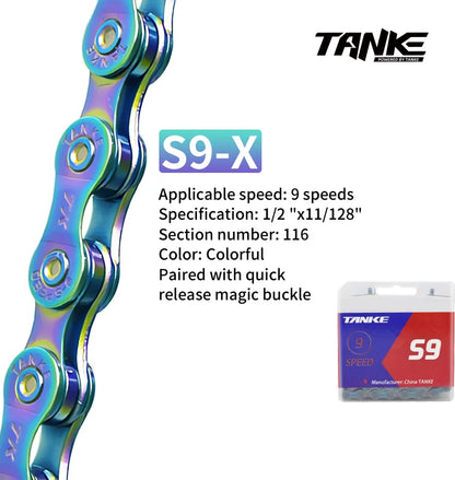 TANKE Bike Chain S8 S9 S10 S11 S12 MTB Road Bicycle Chains,Variable Speed Chain 116/126L High Quality Current Cycling Accessorie