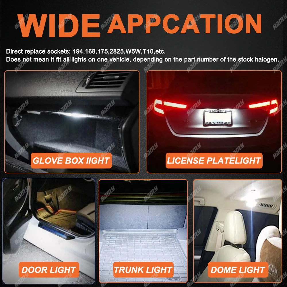 2/4/6/8/10/20 PCS T10 W5W LED Bulb Canbus Car Interior Dome Door Glove Box Trunk License Plate Lights 12V 6SMD 400LM 6500K White