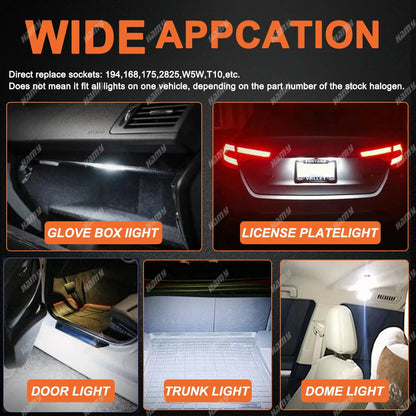 2/4/6/8/10/20 PCS T10 W5W LED Bulb Canbus Car Interior Dome Door Glove Box Trunk License Plate Lights 12V 6SMD 400LM 6500K White