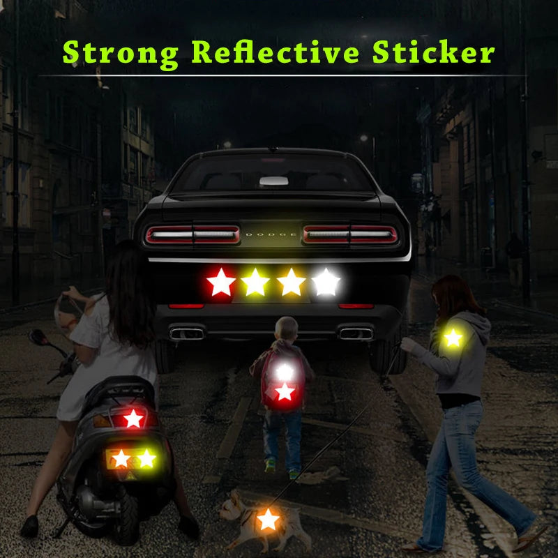 10pcs/set Car Bumper Reflective Safety Strip Stickers Car Star Reflective Sticker Reflective Warning Safety Tape