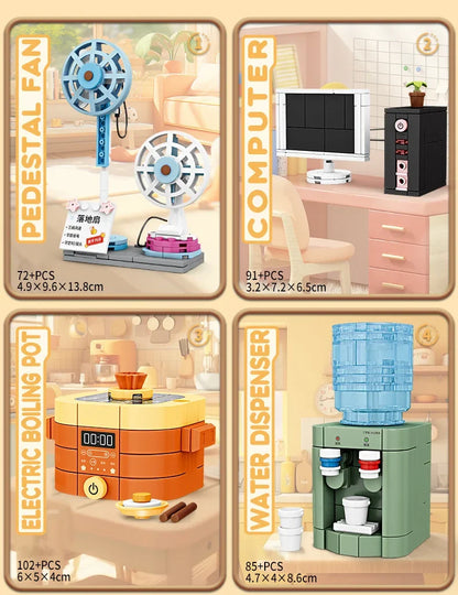 Pretend Play Home Appliance Building Blocks Kids Toys Birthday and Holiday Gift Mini Appliances Set Including Fan Computer Stove