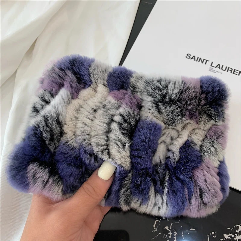 Women Handmade Stretch 100% Real Rabbit Fur Scarf Knit Genuine Rex Rabbit Fur Headbands Girls Natural Rabbit Fur Ring Scarves