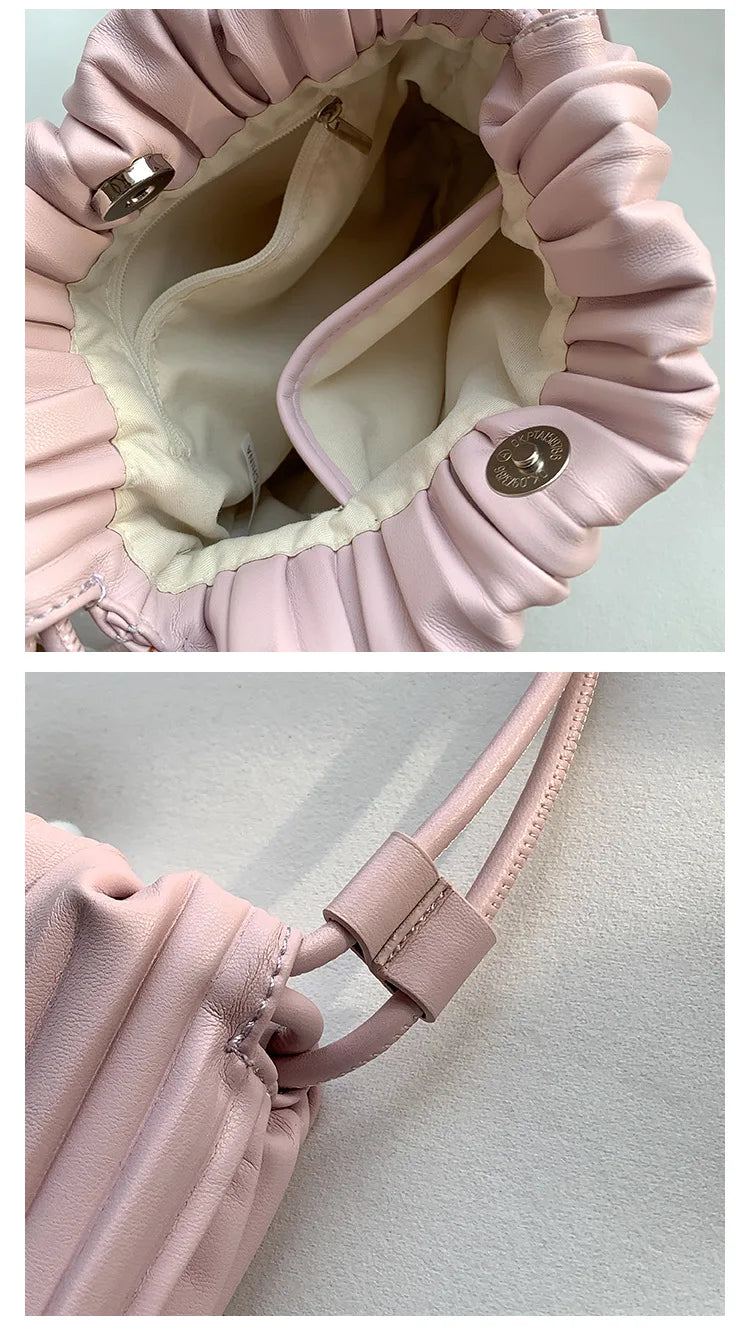 Summer Fashion New Crossbody Bag Women's PU Single Shoulder Mini Bag Luxury Versatile Pleated Casual Small Square Bag
