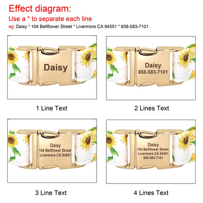 Personalized Nylon Dog Collar Flower Bee Printed Puppy Collars Free Custom Pet ID Necklace Collars For Small Large Dog Chihuahua