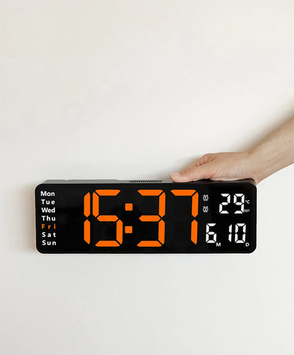 Large Digital Wall Clock Remote Control Temp Date Week Display Power Off Memory Table Clock Wall-mounted Dual Alarms LED Clocks
