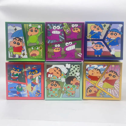 6pcs Anime Figure Xiaoxin Screen Lying Style Blind Box Kawaii Car Ornament Cartoon Figure Display Decor Craft Toys Festival Gift