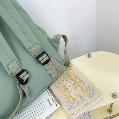 Lightweight Solid Color Backpack for High School Students Multifunctional Casual Bag School Travel Daily Use Simple Design