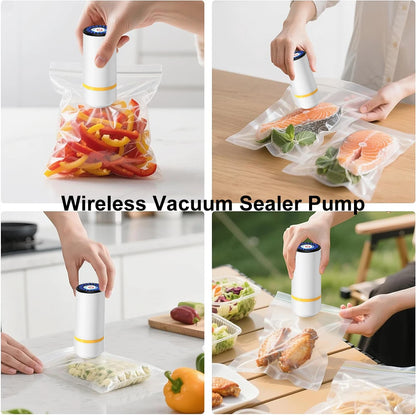 Vacuum Sealer Pump Electric Air Pump Rechargeable Automatic Sealing Machine with Reusable Vacuum Sealer Bags Food Packaging Bag