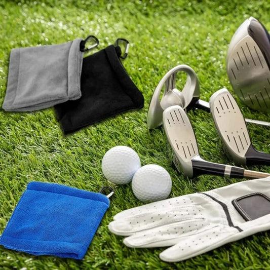 14*14cm Golf Towel High Water Absorption with Carabiner Hook Sweat-Absorbent Wiping Cloth for Cleaning Club