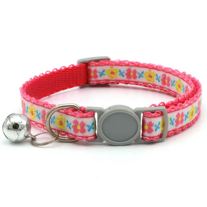 Hand Knitting Flower Pet Collar With Bell Colorful Retro Style Cat Collar Adjustable Safety Necklace For Puppy Cat Accessories