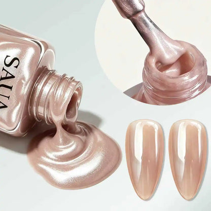 10ML Champagne Color Nail Polish, Fast-Drying, No UV Lamp Needed, Pearl Cream Texture, High Gloss,For Daily Use and Parties
