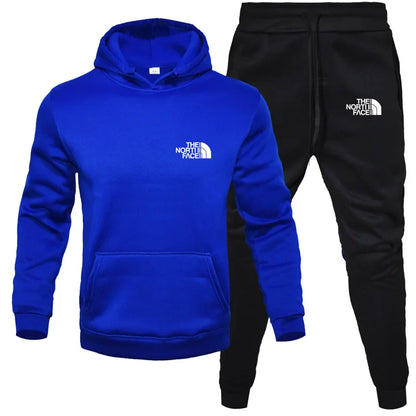 Men's Tracksuit Jogger Set - Casual Sportswear Pullover Hoodie & Sweatpants | Streetwear Fleece Print Sweatsuit