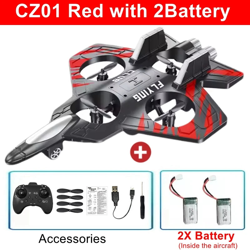 Remote Control Fighter Foam Glider Electric Stunt UAV Airplane Helicopter with LED Lights Aircraft Model RC Toy for Kids Boys