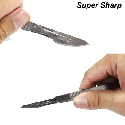 11 23 Scalpel Blade Set Metal Handle Stationery Steel Precision Craft Knife Cutter Wood Carve Stencil Box Open DIY Surgical Tool