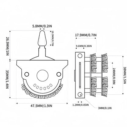 PHRILAM 3-Way 8-Legs 5-Way Electric Guitar Switch Metal Plastic with Screws 1pc Tip Switch Guitar Accessories