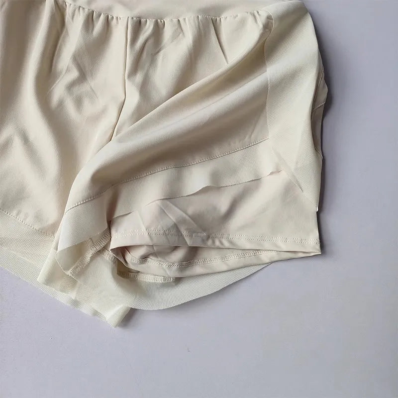 Summer Women's Sports Shorts Mesh 2 In 1 Quick-dry Yoga Shorts Breathable Fitness Shorts High Waist Fitness Running Shorts